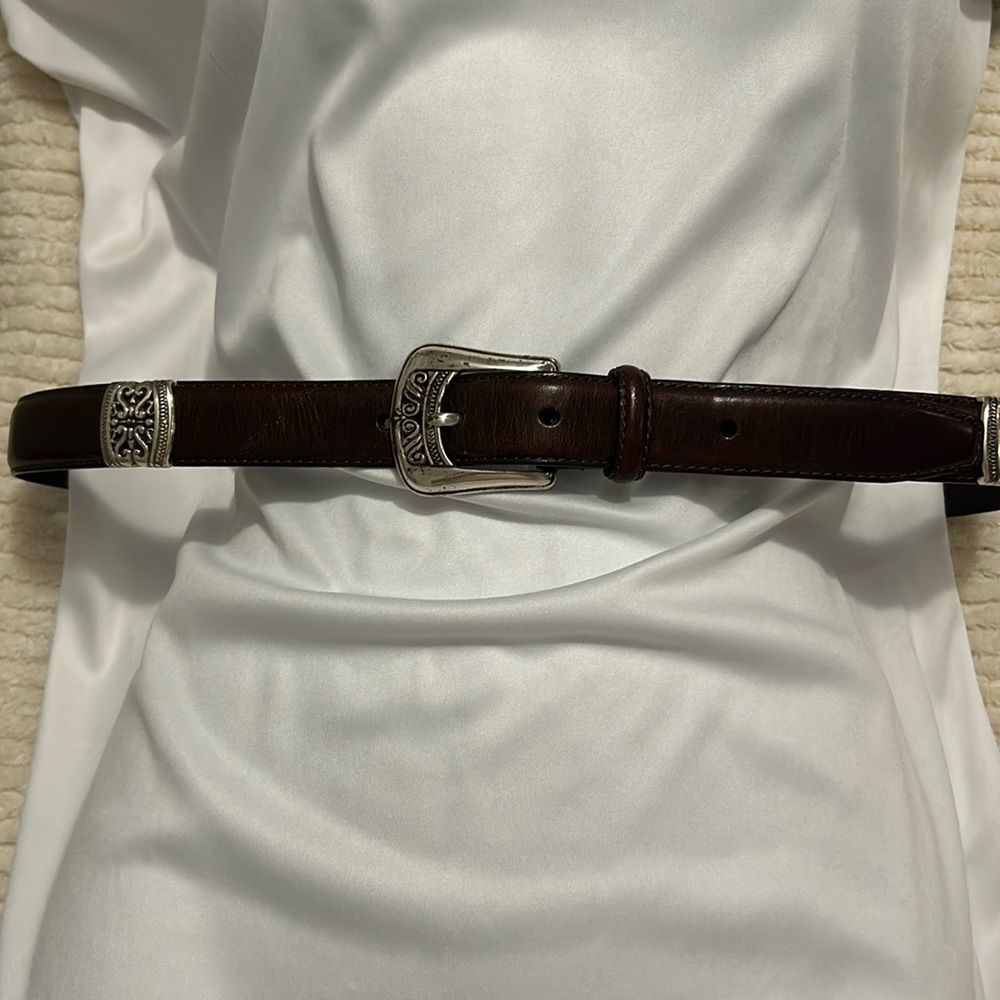 Ladies Fossil brand dark brown belt with silver studs